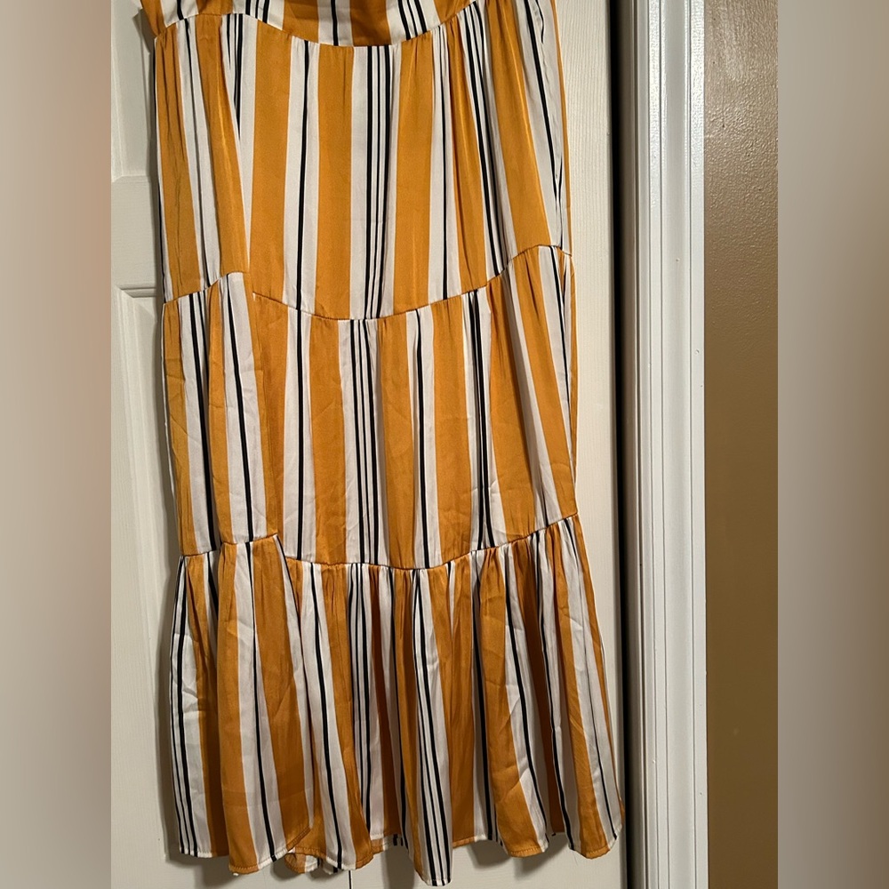 Nine West Yellow and White Striped Skirt